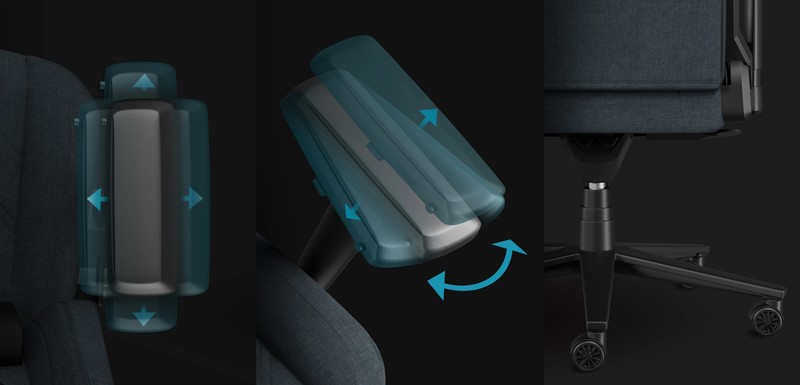 4D nastavljivi naslon za roke ter velika kolesa