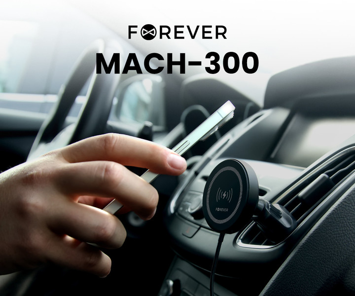 MACH-300 - magnetni avto nosilec / polnilec za telefon