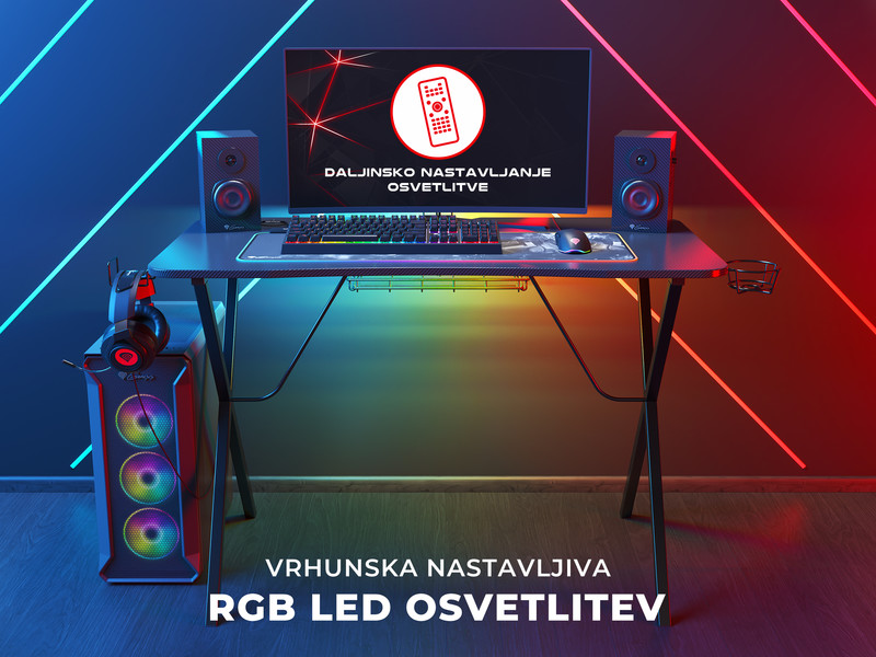 Kovinska konstrukcija in RGB osvetlitev