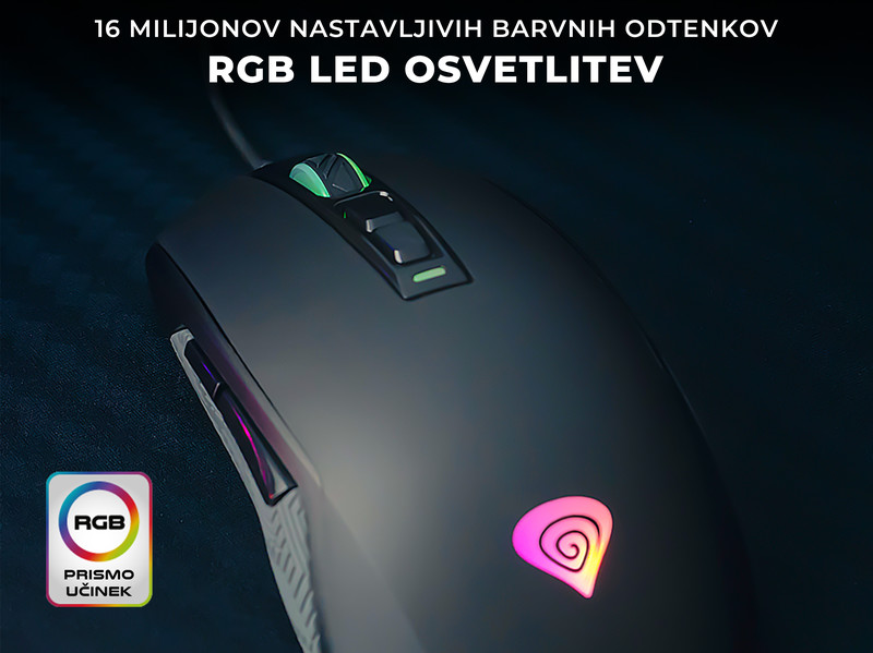 Gaming miška z vrhunskim senzorjem in RGB osvetlitvijo