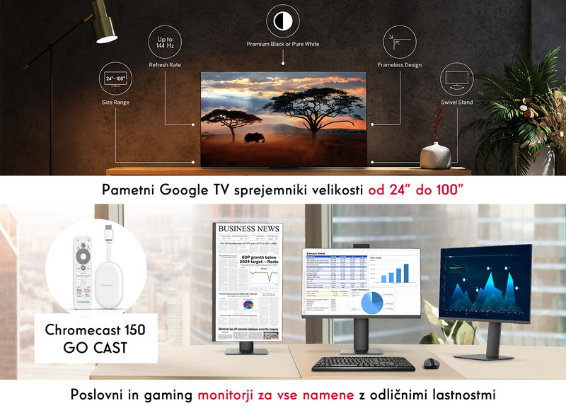 TV sprejemniki, monitorji in Chromecast