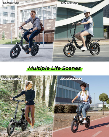 Električno zložljivo kolo ISINWHEEL U4, 16" pnevmatike, 250W motor, do 56km, do 25km/h, 36V 10.4Ah baterija, do 120kg, bel