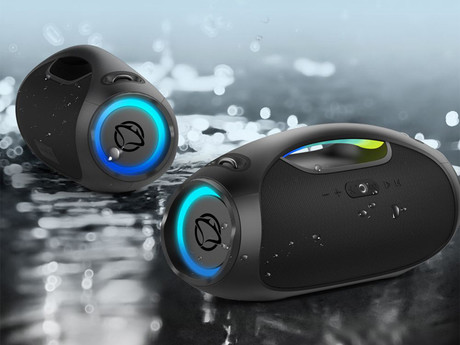 MANTA SPK320 prenosni Boombox zvočnik, Bluetooth 5.3, 120W, TWS / Multi Link, polnilna baterija, RGB LED osvetlitev, IPX6 vodoodpornost, USB / AUX, Google Assistant / Siri, črn (Eclipse Black)