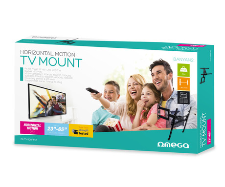 Nosilec/roka za TV OMEGA OUTV400FM2, 23"-65", vrtljiv v vse smeri, do 45kg, naklon od -15° do +15°, vrtenje za 90° v obe smeri