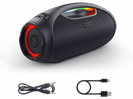 MANTA SPK320 prenosni Boombox zvočnik, Bluetooth 5.3, 120W, TWS / Multi Link, polnilna baterija, RGB LED osvetlitev, IPX6 vodoodpornost, USB / AUX, Google Assistant / Siri, črn (Eclipse Black)