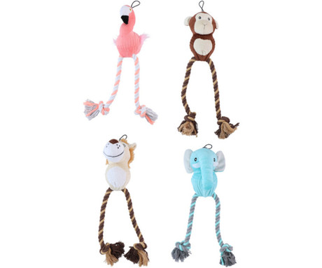 Pet Toys plišasta vrv igrača za pse, opica, lev, slon, flamingo, 42cm