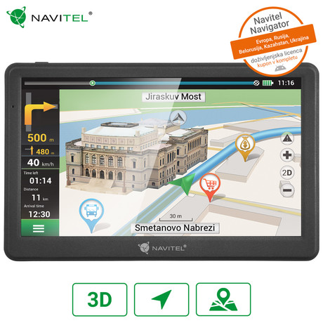 GPS navigacija NAVITEL MS700, 7" zaslon, baterija, 3D prikaz, informacije o vožnji, karte za celotno Evropo