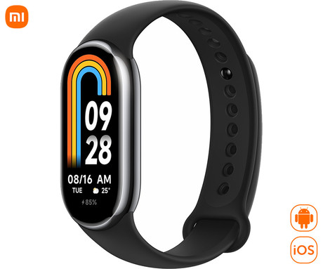 Xiaomi MI BAND 8 pametna zapestnica / ura, Bluetooth, 1.62" barvni AMOLED zaslon, Android + iOS, 5ATM vodoodpornost, baterija, aplikacija, črna (Graphite Black)