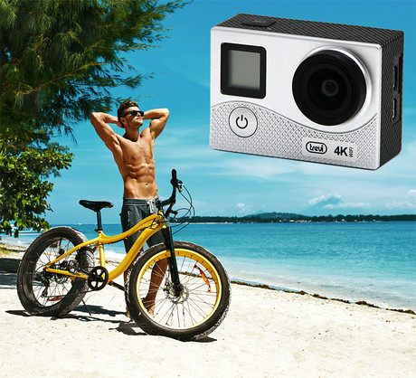 EOL - Aktivna športna kamera TREVI GO 2500-4K, 4K-UHD,WiFi, Sony senzor, vodoodporno ohišje, dvojni zaslon, srebrna
