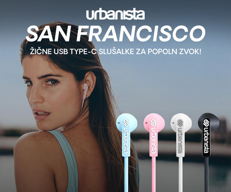 URBANISTA SAN FRANCISCO žične slušalke z mikrofonom, USB Type-C, hibridna ergonomska oblika, klicanje, Android / iOS / Windows, modre (Skylight Blue)