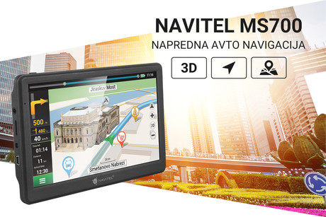 GPS navigacija NAVITEL MS700, 7" zaslon, baterija, 3D prikaz, informacije o vožnji, karte za celotno Evropo