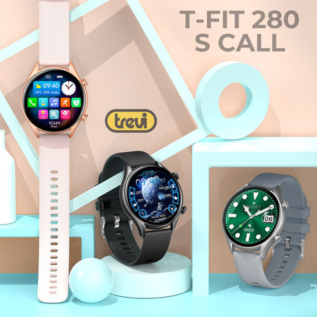 TREVI pametna ura T-FIT 280 S CALL, 1.32" zaslon, Bluetooth, Android + iOS, baterija, IP67, klicanje, merjenje kisika / pritiska / aktivnosti, analiza spanca, športni načini, črna