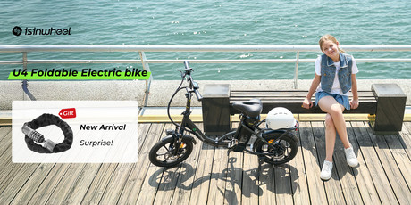 Električno zložljivo kolo ISINWHEEL U4, 16" pnevmatike, 250W motor, do 56km, do 25km/h, 36V 10.4Ah baterija, do 120kg, bel