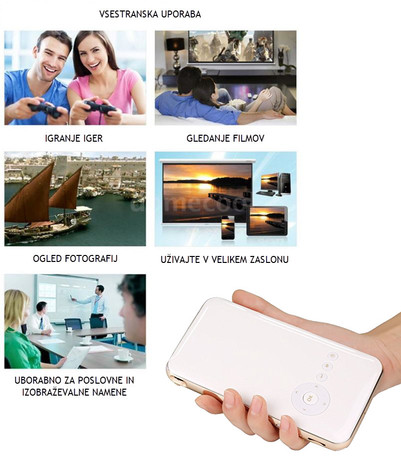Mini Android LED DLP projektor Z100 32GB, WiFi,BT,Miracast,DLNA,USB,MicroSD, HDMI-IN