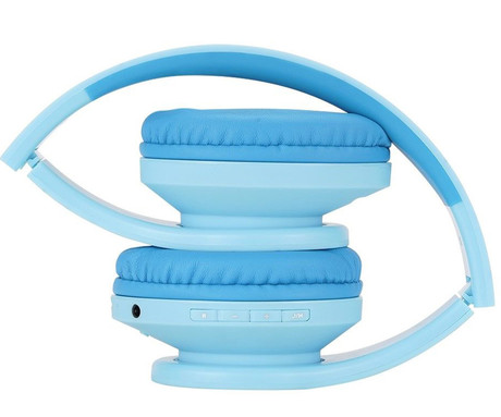 PowerLocus P2 KIDS brezžične naglavne slušalke, otroške, Bluetooth, polnilna baterija, do 15 ur, LED osvetlitev, zložljive, USB Type-C, AUX, +torbica, modre