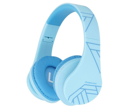 PowerLocus P2 KIDS brezžične naglavne slušalke, otroške, Bluetooth, polnilna baterija, do 15 ur, LED osvetlitev, zložljive, USB Type-C, AUX, +torbica, modre