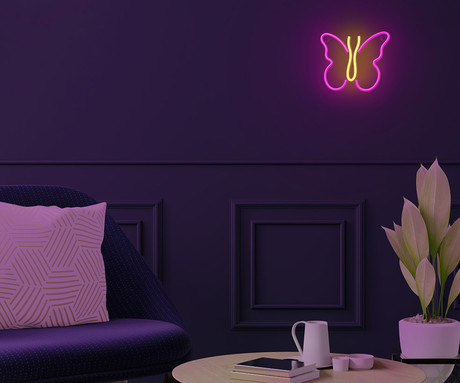 FOREVER Butterfly NEON LED luč, dekorativna, LED tehnologija, napajanje na USB ali 3x AA baterije, stikalo za vklop / izklop, 200cm kabel, vijolična, rumena