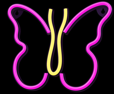 FOREVER Butterfly NEON LED luč, dekorativna, LED tehnologija, napajanje na USB ali 3x AA baterije, stikalo za vklop / izklop, 200cm kabel, vijolična, rumena