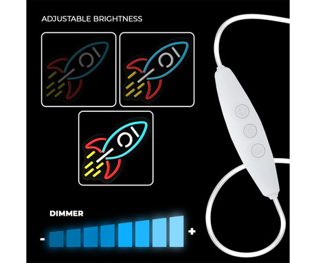 FOREVER Rocket NEON LED luč, dekorativna, LED tehnologija, prilagodljiva svetlost, napajanje na USB, stikalo za vklop / izklop, 200cm kabel, modra, bela, rumena, rdeča