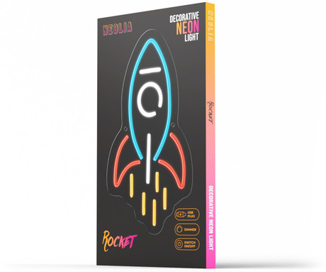 FOREVER Rocket NEON LED luč, dekorativna, LED tehnologija, prilagodljiva svetlost, napajanje na USB, stikalo za vklop / izklop, 200cm kabel, modra, bela, rumena, rdeča