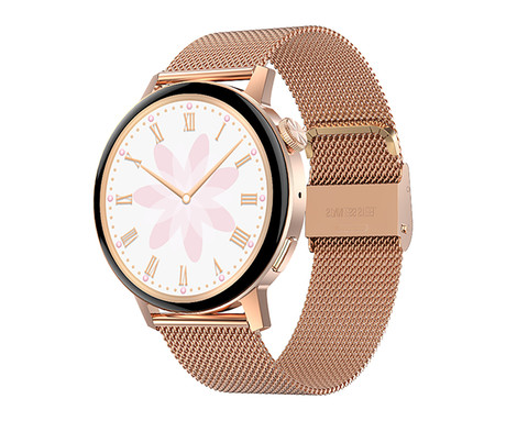 FOREVER ForeVive 4 SB-350 pametna ura, 1.32" zaslon, Bluetooth, Android + iOS, klicanje, baterija, aplikacija, IP67, merjenje aktivnosti, analiza spanca, športni načini, roza zlata (Rose Gold)