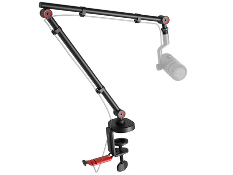 GENESIS THULIUM 500 stojalo / roka za mikrofon, univerzalna oblika, priloženi adapterji, 3-točkovna nastavitev, držalo za slušalke, držala za kable, trpežna izdelava, kovina, črno-rdeče