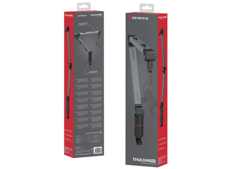 GENESIS THULIUM 700 stojalo / roka za mikrofon, univerzalna oblika, priloženi adapterji, 3-točkovna nastavitev, držala za kable, trpežna izdelava, kovina, črno-sivo