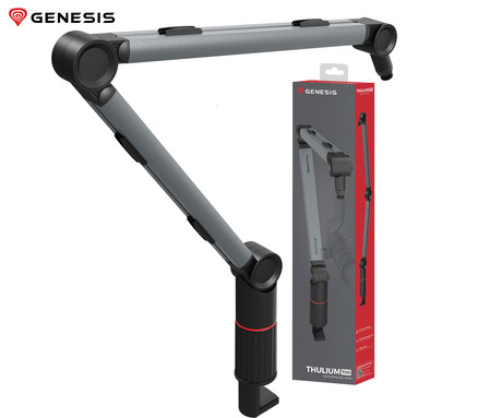 GENESIS THULIUM 700 stojalo / roka za mikrofon, univerzalna oblika, priloženi adapterji, 3-točkovna nastavitev, držala za kable, trpežna izdelava, kovina, črno-sivo