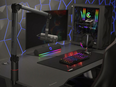 GENESIS THULIUM 700 stojalo / roka za mikrofon, univerzalna oblika, priloženi adapterji, 3-točkovna nastavitev, držala za kable, trpežna izdelava, kovina, črno-sivo