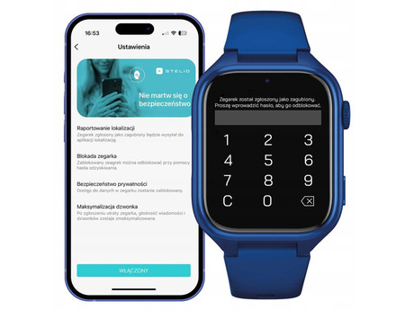 MANTA STELIO JUNIOR 4G otroška pametna ura, 4G LTE, 1.75" zaslon, SIM, GPS+WiFi, hitra in varna komunikacija, trpežen zaslon, SOS, 700 mAh, IP67, modra (Navy Blue)