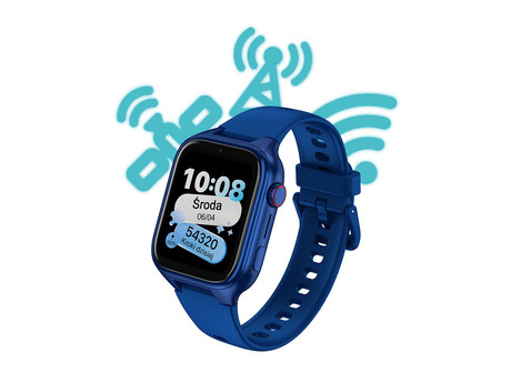 MANTA STELIO JUNIOR 4G otroška pametna ura, 4G LTE, 1.75" zaslon, SIM, GPS+WiFi, hitra in varna komunikacija, trpežen zaslon, SOS, 700 mAh, IP67, modra (Navy Blue)