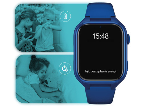 MANTA STELIO JUNIOR 4G otroška pametna ura, 4G LTE, 1.75" zaslon, SIM, GPS+WiFi, hitra in varna komunikacija, trpežen zaslon, SOS, 700 mAh, IP67, modra (Navy Blue)