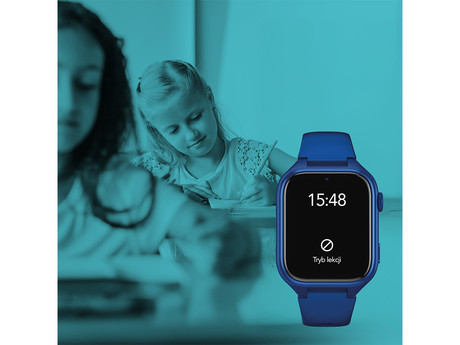 MANTA STELIO JUNIOR 4G otroška pametna ura, 4G LTE, 1.75" zaslon, SIM, GPS+WiFi, hitra in varna komunikacija, trpežen zaslon, SOS, 700 mAh, IP67, modra (Navy Blue)