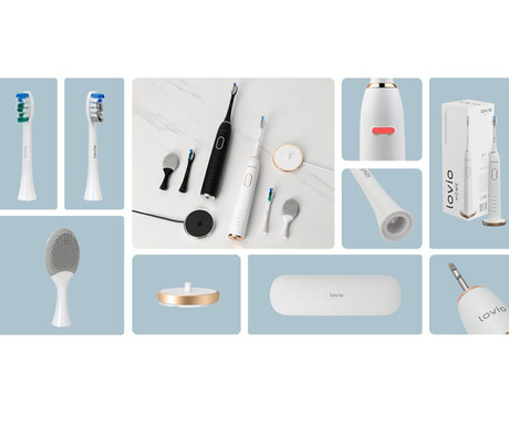 MANTA LOVIO SonicProtect PRO sonična električna zobna ščetka, 5 nastavkov, 5 načinov, 3 stopnje, senzor pritiska, Sonic Vibration tehnologija, baterija, IPX8 vodoodpornost, dodatki, bela (Pure White)