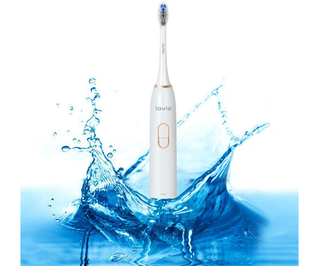MANTA LOVIO SonicProtect PRO sonična električna zobna ščetka, 5 nastavkov, 5 načinov, 3 stopnje, senzor pritiska, Sonic Vibration tehnologija, baterija, IPX8 vodoodpornost, dodatki, bela (Pure White)