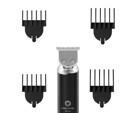 MANTA TRIMO PRO HT-01BK brezžični strižnik, za obraz / glavo / lase / telo, 10 nastavkov, natančna rezila, polnilna baterija, LED zaslon, IPX7 vodoodpornost, USB Type-C, črno-srebrn (Graphite Black)