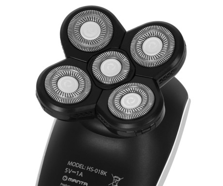 MANTA SHAVIO HS-01BK brezžični strižnik, za obraz / glavo / telo, 8 nastavkov, natančna rezila, polnilna baterija, LED zaslon, IPX7 vodoodpornost, USB Type-C, črno-srebrn (Graphite Black)