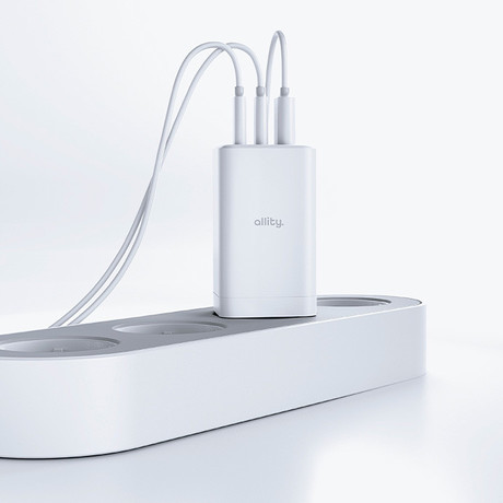 ALLITY ATC-01 GaN polnilec, 65W, 2x USB Type-C, 1x USB Type-A, bel