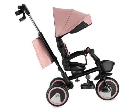 MoMi IVI 3v1 otroški voziček / kolo / tricikel, večnamenski, nastavljiv, zložljiv, črno-roza