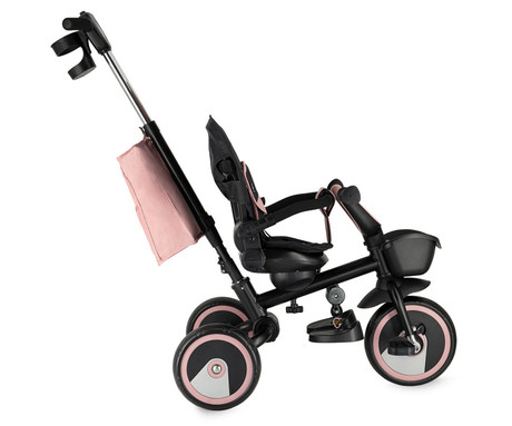 MoMi IVI 3v1 otroški voziček / kolo / tricikel, večnamenski, nastavljiv, zložljiv, črno-roza
