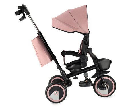 MoMi IVI 3v1 otroški voziček / kolo / tricikel, večnamenski, nastavljiv, zložljiv, črno-roza