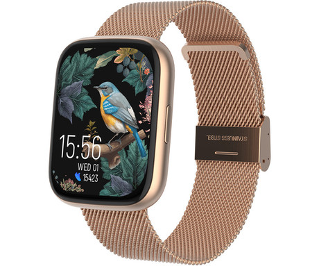 FOREVER ForeVigo 4 SW-330 pametna ura, 1.95" AMOLED, BT 5.4, Android + iOS, klicanje, baterija, aplikacija, spremljanje zdravja, analiza spanca, 100+ športov, 2 paščka, IP68, roza zlata (Rose Gold)