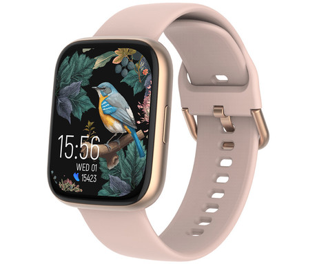 FOREVER ForeVigo 4 SW-330 pametna ura, 1.95" AMOLED, BT 5.4, Android + iOS, klicanje, baterija, aplikacija, spremljanje zdravja, analiza spanca, 100+ športov, 2 paščka, IP68, roza zlata (Rose Gold)