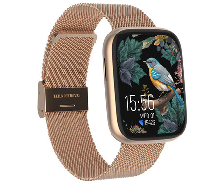 FOREVER ForeVigo 4 SW-330 pametna ura, 1.95" AMOLED, BT 5.4, Android + iOS, klicanje, baterija, aplikacija, spremljanje zdravja, analiza spanca, 100+ športov, 2 paščka, IP68, roza zlata (Rose Gold)
