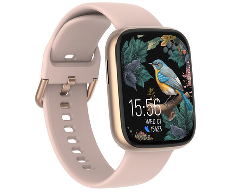 FOREVER ForeVigo 4 SW-330 pametna ura, 1.95" AMOLED, BT 5.4, Android + iOS, klicanje, baterija, aplikacija, spremljanje zdravja, analiza spanca, 100+ športov, 2 paščka, IP68, roza zlata (Rose Gold)