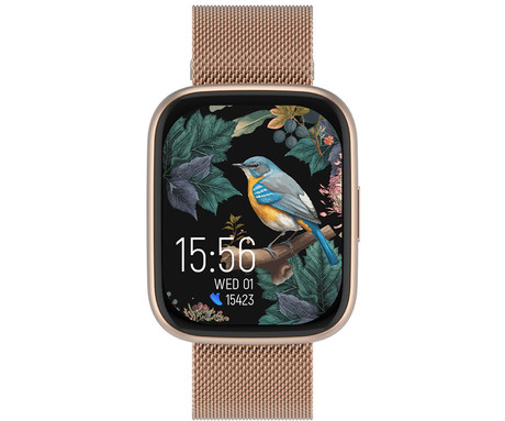 FOREVER ForeVigo 4 SW-330 pametna ura, 1.95" AMOLED, BT 5.4, Android + iOS, klicanje, baterija, aplikacija, spremljanje zdravja, analiza spanca, 100+ športov, 2 paščka, IP68, roza zlata (Rose Gold)
