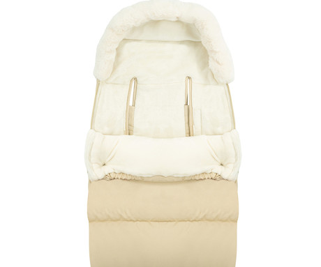 MoMi SARDI 2v1 spalna vreča, izolacijska, vodoodporna, zaščitna, univerzalna oblika, snemljivo krzno, zadrga, luknje za pas, torba, bež