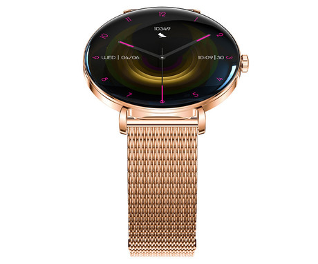 FOREVER Lucca SB-370 pametna ura, 1.43" AMOLED, BT 5.3, Android + iOS, klicanje, baterija, aplikacija, spremljanje zdravja, analiza spanca, 100+ športov, +pikčasti pašček, IP68, roza zlata (Rose Gold)