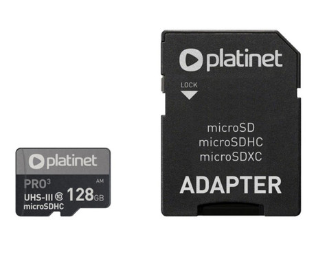 PLATINET PMMSDX128UIII microSD kartica, 128GB, 90MB/s, class10, UHS-I, +adapter