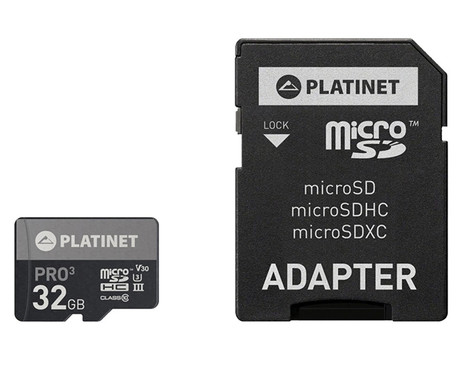 PLATINET PMMSD32UIII microSD kartica, 32GB, 90MB/s, class10, UHS-III, +adapter